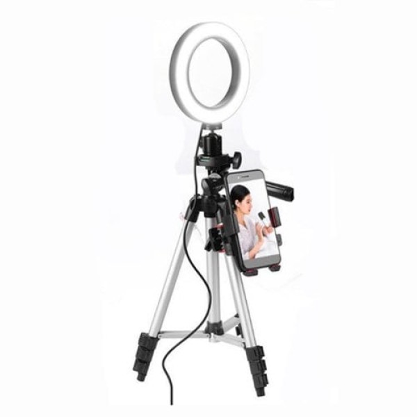         Cell Phone Holder Beauty Lamp Makeup Mirror LED Photography Light
        
